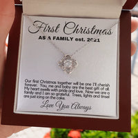 New Mom Christmas Love Knot Pendant, First Christmas Love Knot Necklace, 14k White Gold Holiday Love Knot Jewelry, Romantic Wife Xmas Present