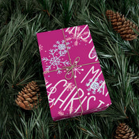 Merry Christmas Snowflake Gift Wrap, Pink Snow Globe Wrapping Paper, Adorable Holiday Pattern Wrapping Paper, Festive Xmas Gift Wrapping Paper