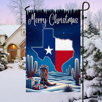 Double-Sided Lone Star State Yard Flag, Texas Merry Christmas Y'all Garden Flag, Southern Rustic Holiday Lawn Flag