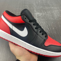 Low Top Sneakers, White Black Red Colorway, Lace Up Design, Casual Gift for Sneaker Fans