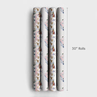 Watercolor Santa Sleigh Gift Wrap, Snowy Village Christmas Wrapping Paper, Whimsical Winter Village Wrapping Paper, Holiday Gift Wrap