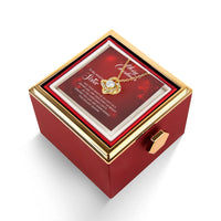 Rotating Rose Box, Sister Christmas Love Knot Necklace, CZ Crystal Pendant, Sentimental Sister Holiday Love Knot Jewelry Present for Her