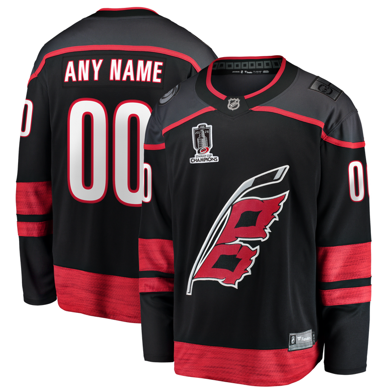 Carolina Hurricanes Black 2026 Stanley Cup Champions Home Breakaway Custom Jersey