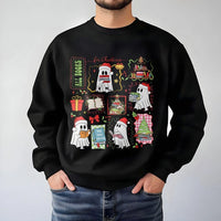 Book Lover Holiday Sweater, Reading Ghost Christmas Sweatshirt, Adorable Spooky Bookish Crewneck, Librarian Xmas Sweatshirt, Reader Present for Her