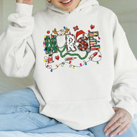 Festive Stethoscope Hooded Sweatshirt, Christmas Nurse Hoodie, RN Nursing Holiday Pullover, Medical Staff Xmas Sweater, Nursing Student Present