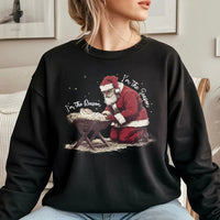 Kneeling Santa Sweatshirt, Jesus Is the Reason for the Season Sweatshirt, Christian Christmas Crewneck