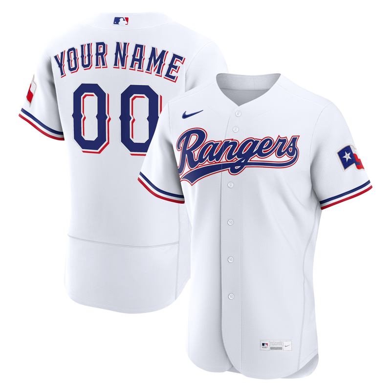 Texas Rangers White Home Authentic Custom Jersey