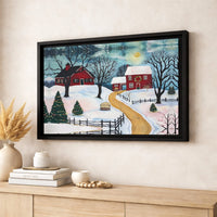 Snowy Red Barn Winter Landscape, Christmas Farmhouse Digital Download, Rustic Holiday Wall Art Printable, Country Christmas Print Decor