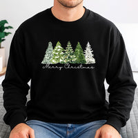 Watercolor Pine Tree Graphic Crewneck, Merry Christmas Sweatshirt, Christmas Tree Winter Pullover, Retro Holiday Pine Sweatshirt, Xmas Present
