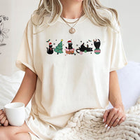 Adorable Holiday Black Cat Graphic Tee, Christmas Black Cat T-Shirt, Festive Kitty Shirt, Humorous Xmas Cat Tee, Cat Lover Christmas Present