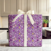 Luxury Ornament Holiday Wrapping Paper, Purple and Gold Christmas Wrapping Paper, Elegant Bauble Wrapping Paper, Festive Winter Gift Wrap
