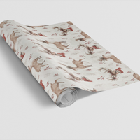 Watercolor Woodland Deer Gift Wrap, Christmas Reindeer Wrapping Paper, Rustic Holiday Wrapping Paper, Festive Winter Xmas Gift Wrap Roll