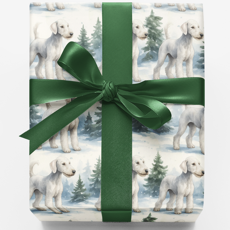Watercolor Dog Wrapping Paper, Bedlington Terrier Wrapping Paper, Christmas Dog Wrapping Paper, Holiday Present Wrapping Paper