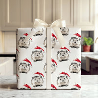 Santa Hat Animal Gift Wrap, Hedgehog Christmas Wrapping Paper, Adorable Hedgehog Holiday Wrapping Paper, Winter Wildlife Festive Wrapping Paper
