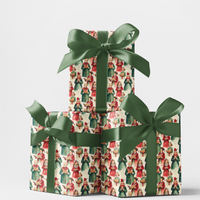 Victorian Holiday Choir Gift Wrap Roll, Vintage Christmas Carolers Wrapping Paper, Retro Christmas Wrapping Paper, Seasonal Present Wrap