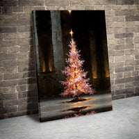 Impressionist Holiday Canvas Print, Pink Christmas Tree Canvas Wall Art, Festive Winter Canvas Decor, Seasonal Christmas Wall Art Present