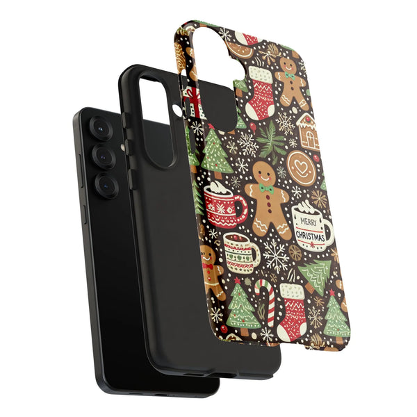 Adorable Holiday Cookies Galaxy Case, Christmas Gingerbread Phone Case for Samsung, Festive Winter Dual Layer Tough Cover, Xm