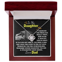 Trucker Dad Present Necklace, Love Knot Necklace for Daughter, 14k White Gold Stainless Steel Pendant, Daughter Christmas Birthday Jewelry