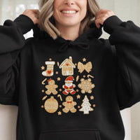 Adorable Gingerbread Cookie Hoodie, Gingerbread Christmas Hoodie, Festive Holiday Hooded Sweatshirt, Comfy Winter Graphic Pullover Hoodie