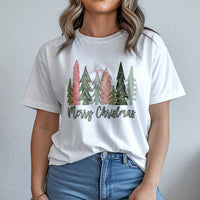 Boho Pine Forest Graphic Tee, Merry Christmas Tree T-Shirt, Festive Holiday Season T-Shirt, Botanical Winter Tree Shirt, Christmas T-Shirt
