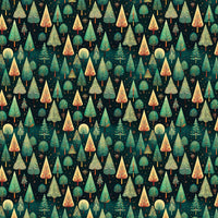 Winter Pine Forest Gift Wrap Roll, Geometric Christmas Wrapping Paper, Modern Evergreen Holiday Gift Wrap, Teal Gold Festive Wrapping Paper