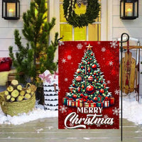 Holiday Snowflake Yard Flag, Merry Christmas Tree Garden Flag, Double Sided Winter Lawn Flag, Christmas Outdoor Yard Decor Flag