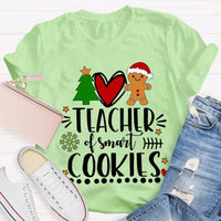 Christmas Tree Holiday Teacher Shirt, Teacher of Smart Cookies T-Shirt, Humorous Teacher Xmas Tee, Adorable School Educator Present T-Shirt