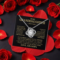 Rotating Rose Box Pendant, Granddaughter Love Knot Necklace, CZ Crystal Jewelry, Meaningful Birthday Present from Grandpa, Christmas Present