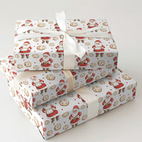 Chocolate Chip Cookie Santa Wrapping Paper, Santa and Cookies Wrapping Paper, Christmas Holiday Wrapping Paper, Festive Gift Wrap Roll
