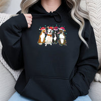 Festive Pitbull Holiday Hoodie, American Pit Bull Terrier Christmas Hoodie, Adorable Dog Lover Graphic Sweatshirt, Winter Pet Hooded Pullover