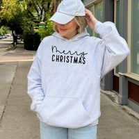 Minimalist Holiday Script Hoodie, Merry Christmas Hoodie, Comfy Winter Hooded Sweatshirt, Adorable Christmas Hoodie, Holiday Season Present