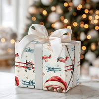 Cool Sunglasses Santa Gift Wrap, Aviator Santa Wrapping Paper, Vintage Airplane Santa Christmas Paper, Retro Aviation Gift Wrapping Paper