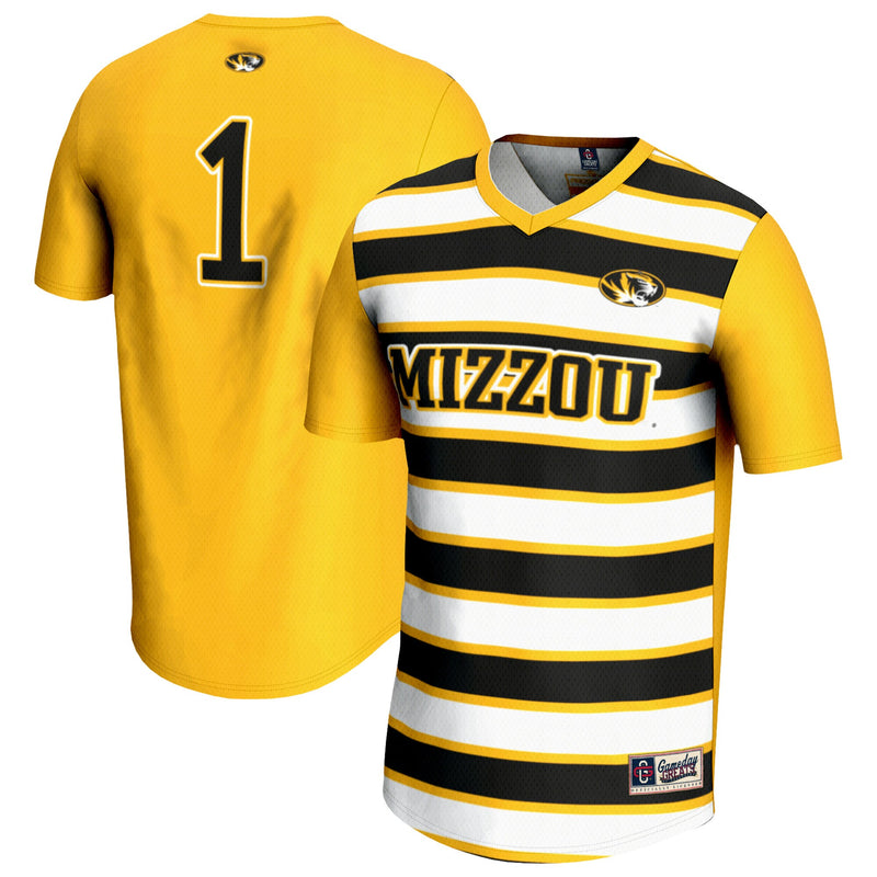 #1 Missouri Tigers Lightweight Soccer Fashion Jersey - Gold