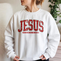 Christian Christmas Crewneck, Jesus Is the Reason for the Season Sweatshirt, Distressed Varsity Holiday Sweater, Faith Winter Pullover Present
