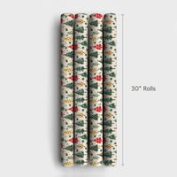 Colorful Holiday Gift Wrap, Watercolor Christmas Trees Wrapping Paper, Retro Xmas Tree Gift Wrapping Paper, Festive Winter Present Paper