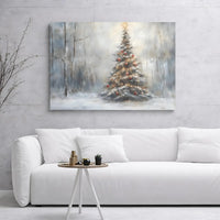 Winter Forest Landscape Canvas, Snowy Christmas Tree Canvas Art, Pine Trees Wall Decor, Holiday Season Canvas Print, Xmas Home Decor Present