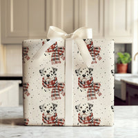 Plaid Scarf Puppy Gift Wrap, Dalmatian Dog Wrapping Paper, Watercolor Dog Wrapping Paper, Adorable Holiday Gift Wrap, Christmas Dog Lover Paper