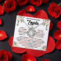Spanish Message Card Love Knot Pendant, Mother-in-Law Love Knot Necklace, CZ Crystal Knot Necklace, Birthday Christmas Present for Her