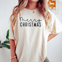 Minimalist Typographic Holiday Shirt, Merry Christmas T-Shirt, Retro Festive Xmas Graphic Tee, Seasonal Christmas Graphic T-Shirt