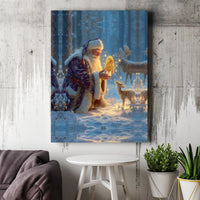 Winter Forest Moose Fawn Painting, Santa Claus Mushroom Canvas Art, Botanical Cottagecore Christmas Print, Digital Download