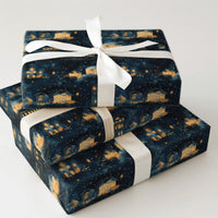 Magical Winter Train Gift Wrap, Snowy Village Christmas Wrapping Paper, Comfy Night Village Wrapping Paper, Holiday Season Gift Wrap