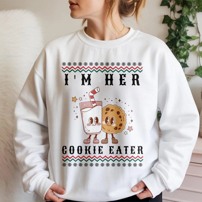 Matching Christmas Couple Sweatshirt, I'm Her Cookie Eater Sweatshirt, Humorous Holiday Cookie Crewneck, Cookie Eater Sweater, Xmas Couple Present