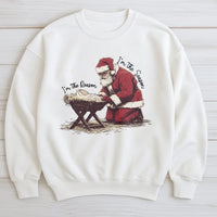 Kneeling Santa Sweatshirt, Jesus Is the Reason for the Season Sweatshirt, Christian Christmas Crewneck