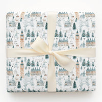 Big Ben Tower Bridge Holiday Wrapping Paper, London Christmas Wrapping Paper, Watercolor Cityscape Wrapping Paper, Winter Travel Gift Wrap