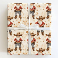 Western Holiday Gift Wrap, Cowboy Santa Christmas Wrapping Paper, Watercolor Rodeo Santa Gift Wrapping Paper, Rustic Country Present Wrap