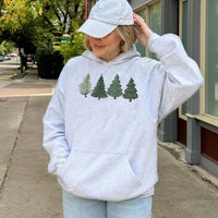 Minimalist Pine Trees Holiday Sweatshirt, Christmas Tree Hoodie, Festive Winter Hooded Pullover, Adorable Christmas Hoodie Present for Her Him
