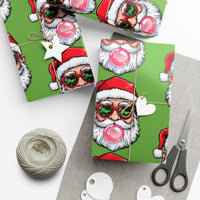 Heart Sunglasses Santa Gift Wrap, Cool Santa Gift Wrapping Paper, Humorous Christmas Wrapping Paper Roll, Festive Holiday Present Wrap