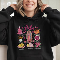 Tis the Season Tamales Conchas Food Hooded Sweatshirt, Mexican Christmas Hoodie, Latino Heritage Holiday Hoodie, Festive Winter Pullover
