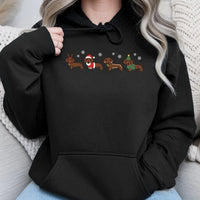 Festive Wiener Dog Hoodie, Christmas Dachshund Hoodie, Adorable Dachshund Christmas Sweatshirt, Dog Lover Holiday Pullover, Xmas Dog Mom Present