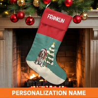 Adorable Dog Santa Hat Stocking, Personalized Basset Hound Christmas Stocking, Custom Pet Christmas Stocking, Holiday Decor Present for Dog Lovers